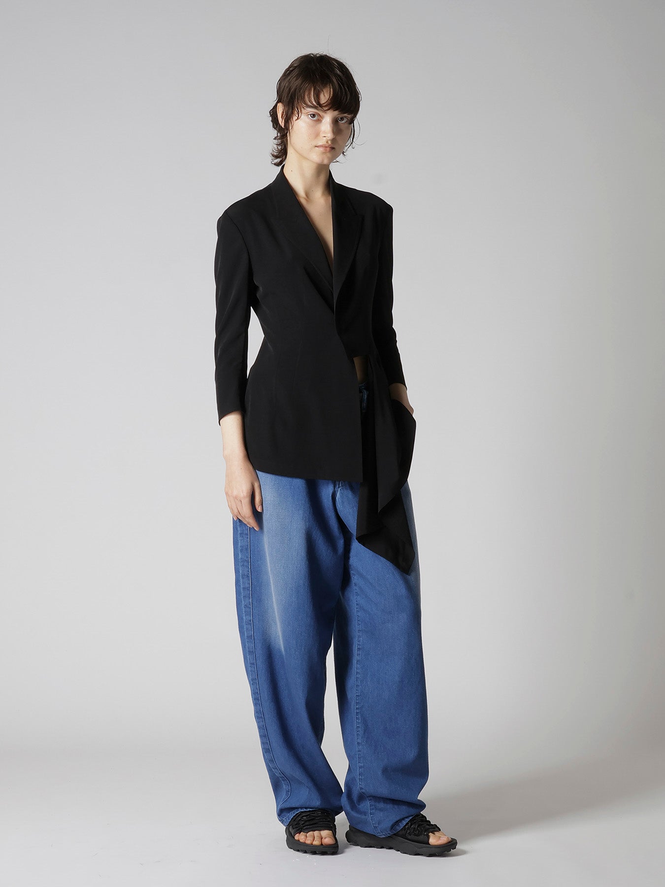 TA/PE CREPE DE CHINE LEFT SIDE CLOTH JACKET