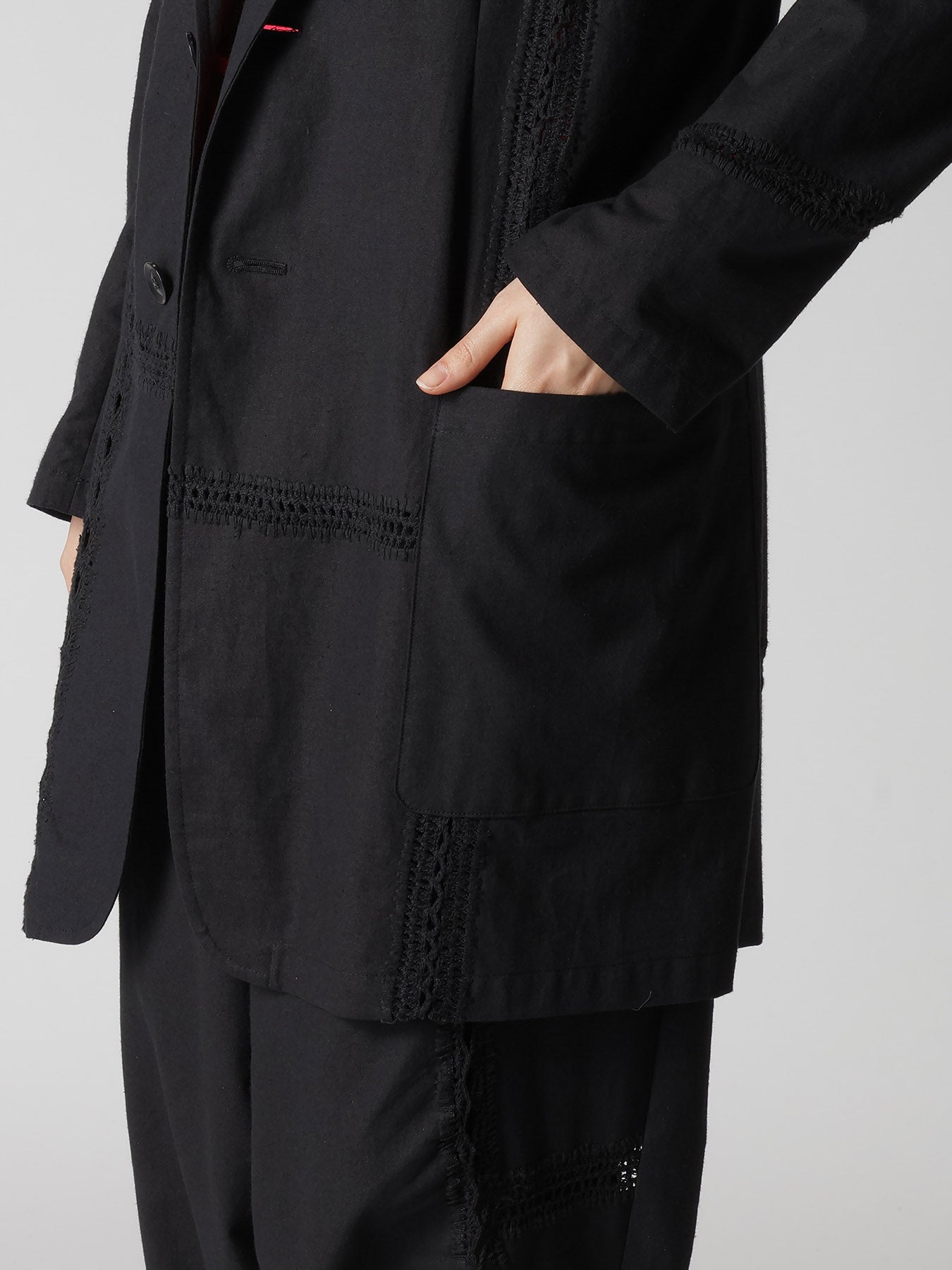 COTTON CROCHET PATCHWORK TAILORED JACKET