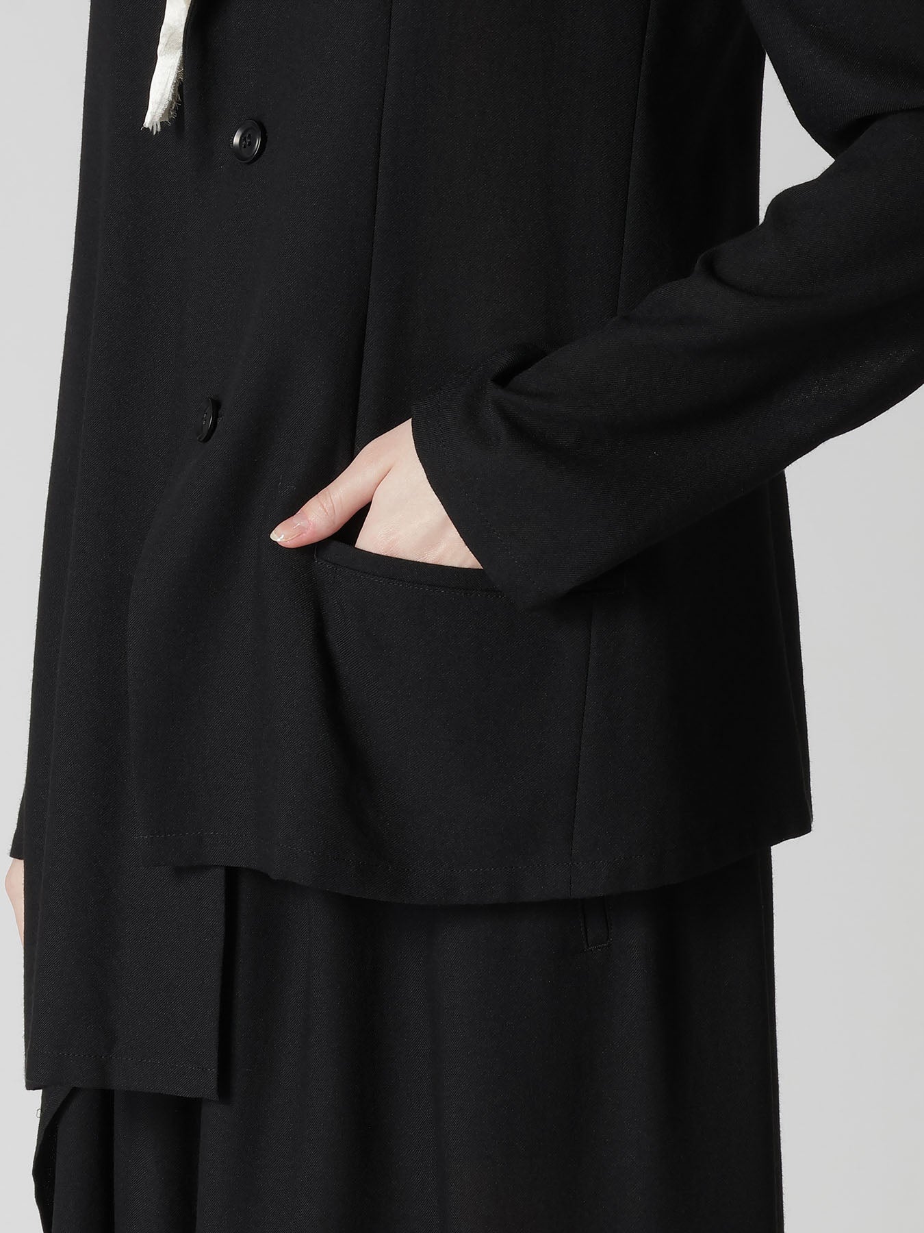 RY/NY GAUZE DOUBLE BUTTON ASYMMETERIC JACKET