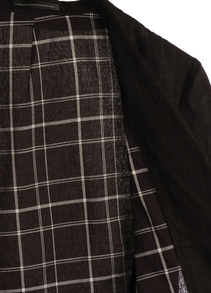 SHEER COTTON－LINEN PLAID LAYER JACKET