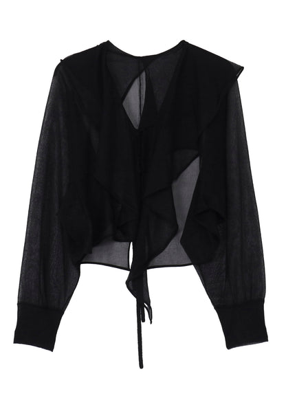 SHEER JERSEY BOLERO W/ STRING