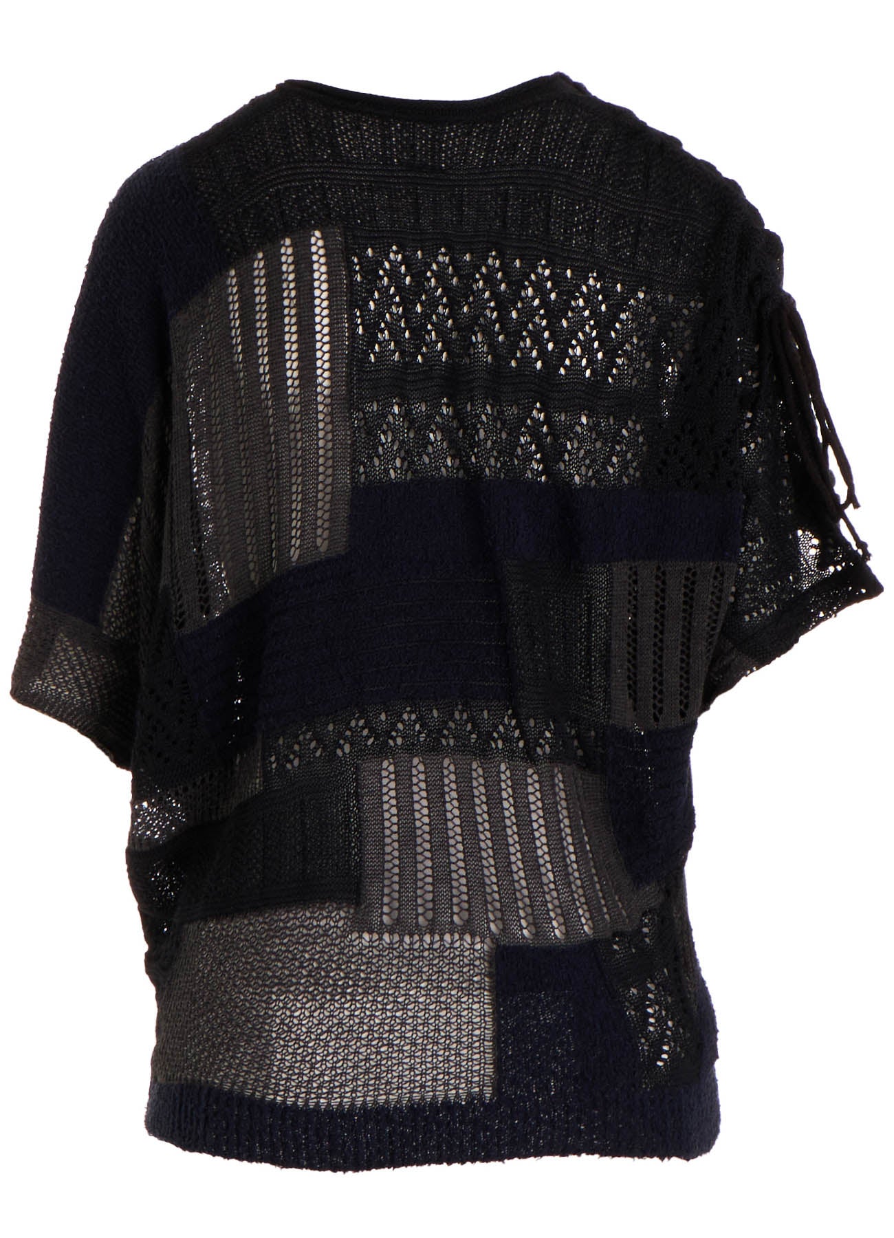 8G PATCHWORK MIX ASYMMETRY GATHER PULLOVER