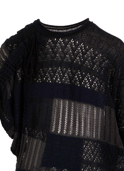 8G PATCHWORK MIX ASYMMETRY GATHER PULLOVER