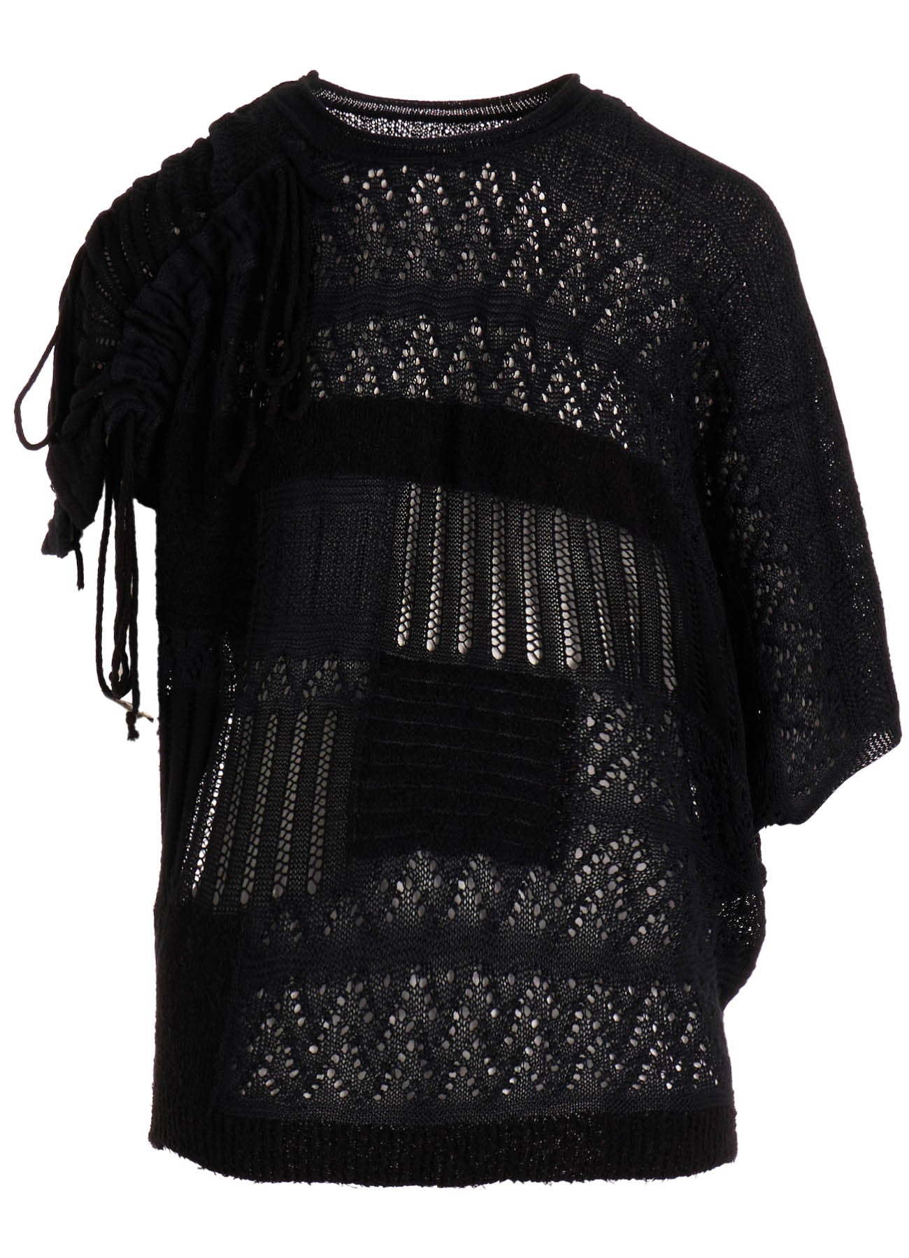 8G PATCHWORK MIX ASYMMETRY GATHER PULLOVER