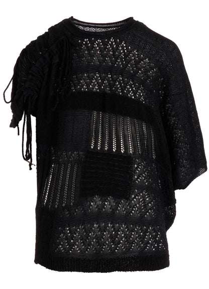 8G PATCHWORK MIX ASYMMETRY GATHER PULLOVER
