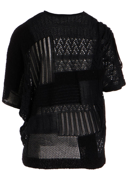 8G PATCHWORK MIX ASYMMETRY GATHER PULLOVER
