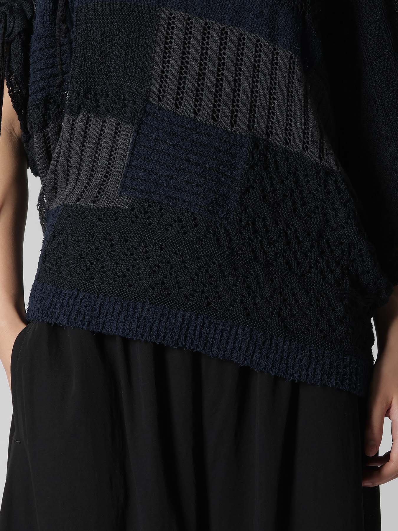 8G PATCHWORK MIX ASYMMETRY GATHER PULLOVER