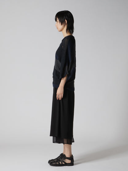 8G PATCHWORK MIX ASYMMETRY GATHER PULLOVER