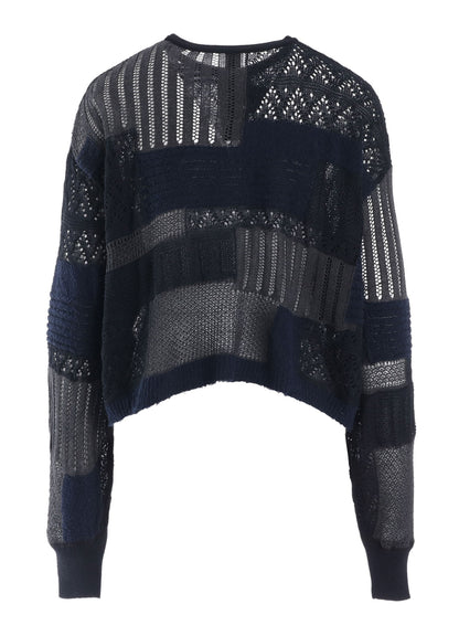 8G PATCHWORK MIX CROPPED CARDIGAN