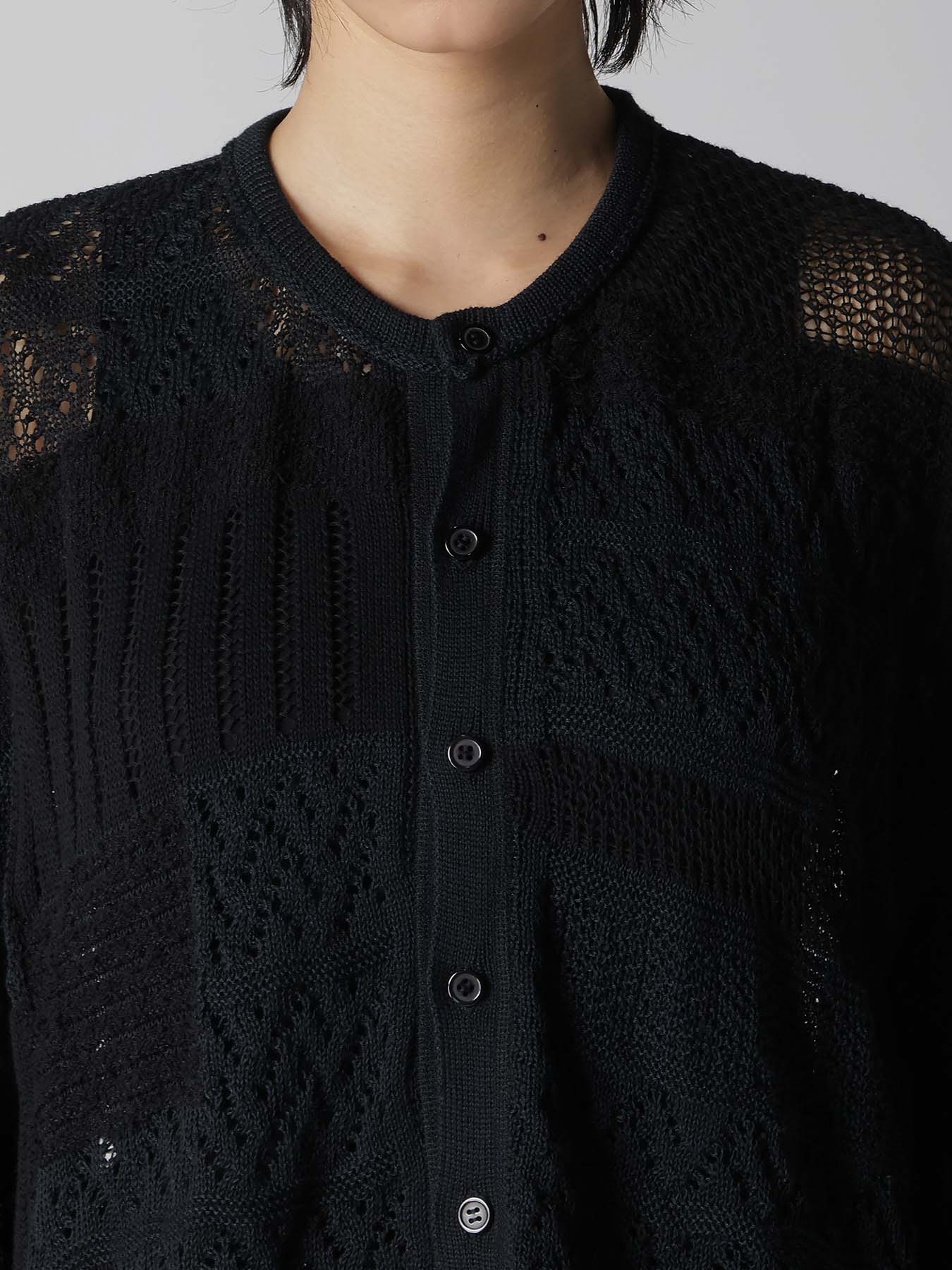 8G PATCHWORK MIX CROPPED CARDIGAN – THE SHOP YOHJI YAMAMOTO