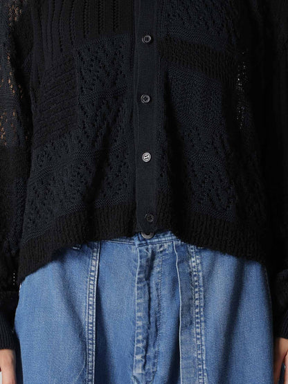 8G PATCHWORK MIX CROPPED CARDIGAN