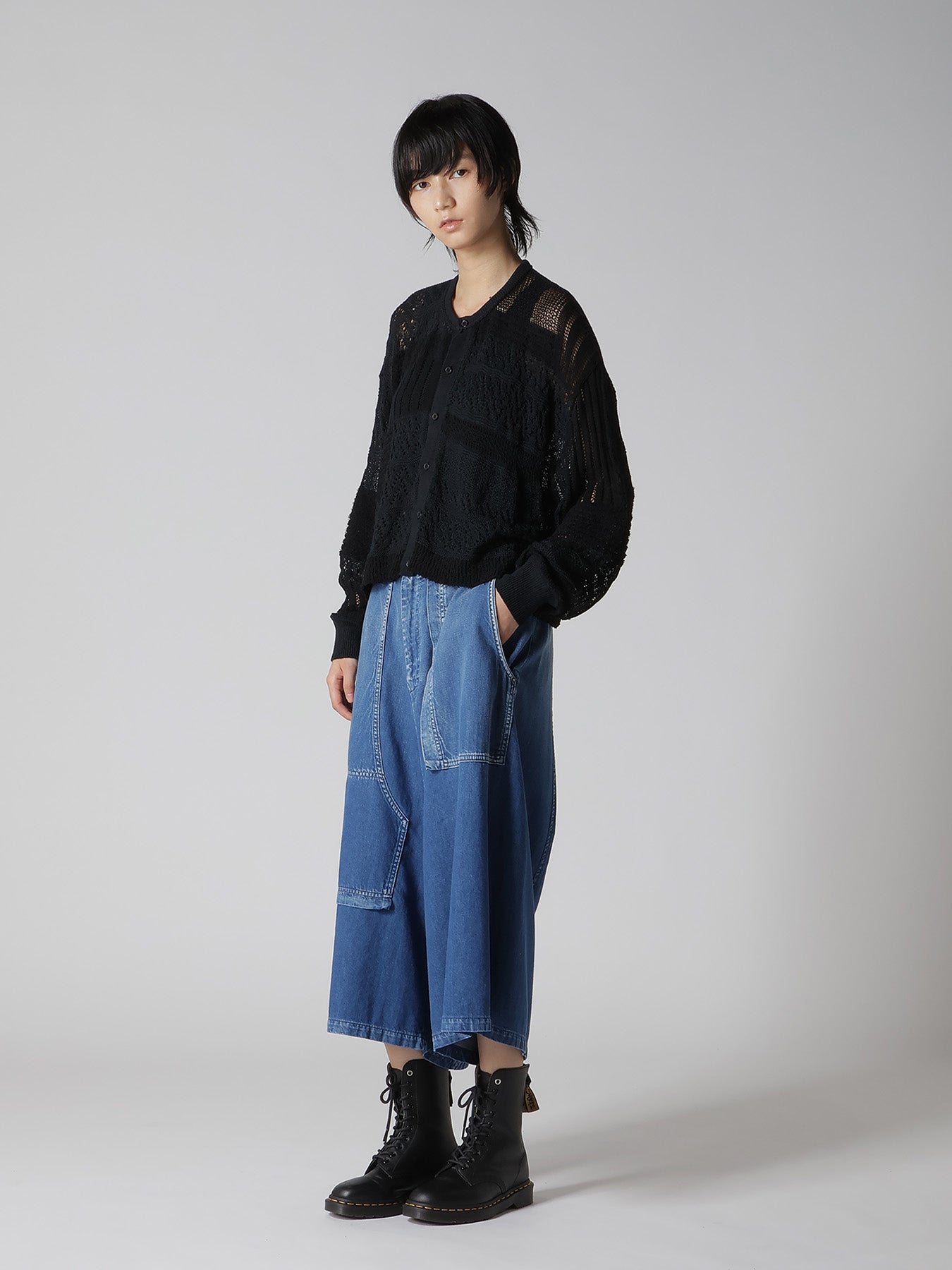 8G PATCHWORK MIX CROPPED CARDIGAN – THE SHOP YOHJI YAMAMOTO