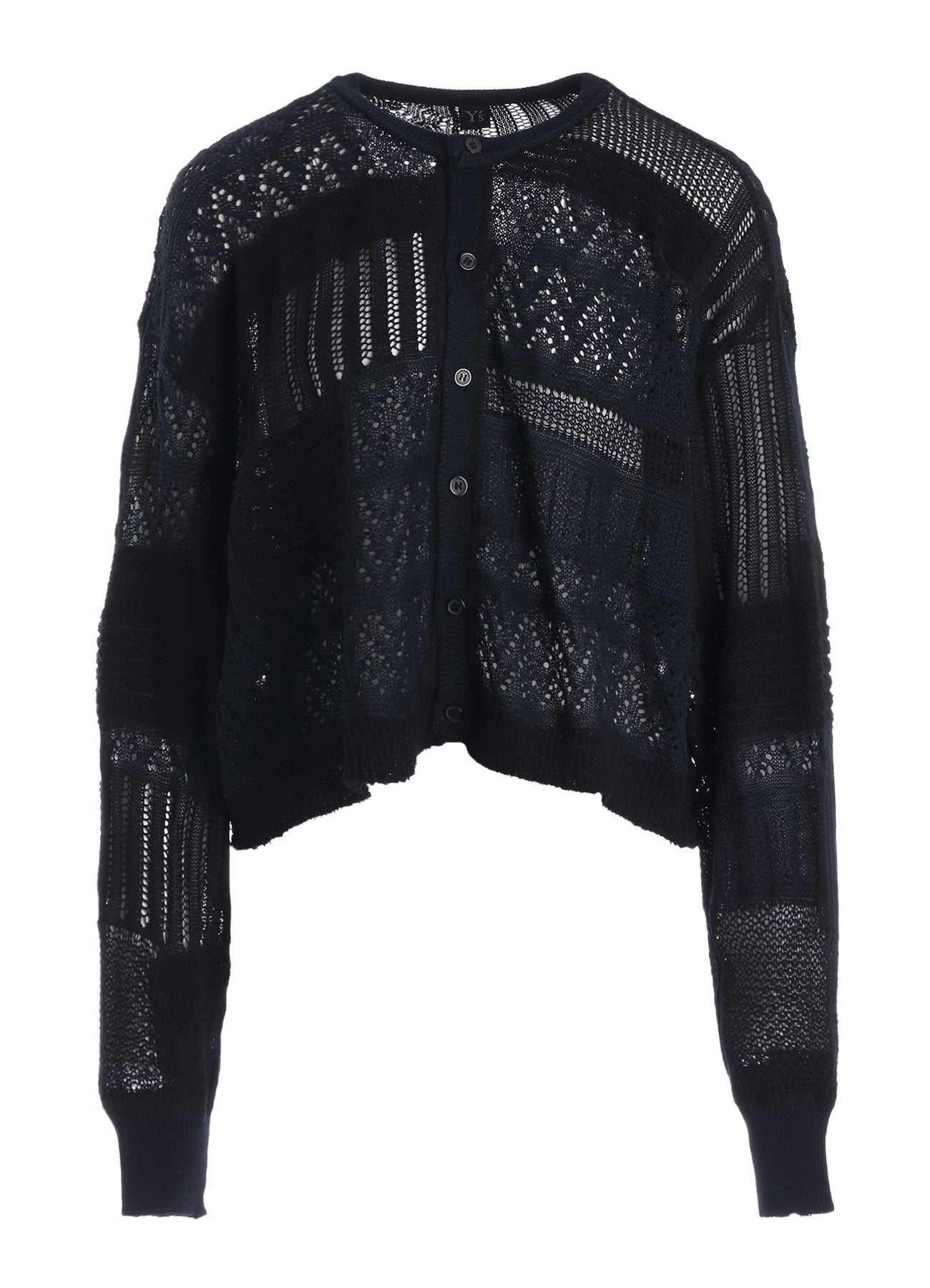 8G PATCHWORK MIX CROPPED CARDIGAN – THE SHOP YOHJI YAMAMOTO