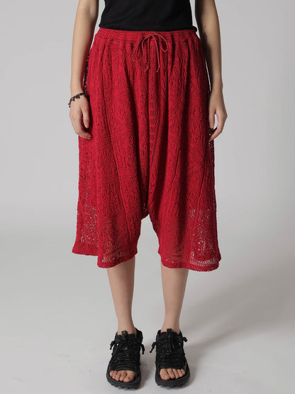 MEXICAN TILE PATTERN KNIT HALF PANTS