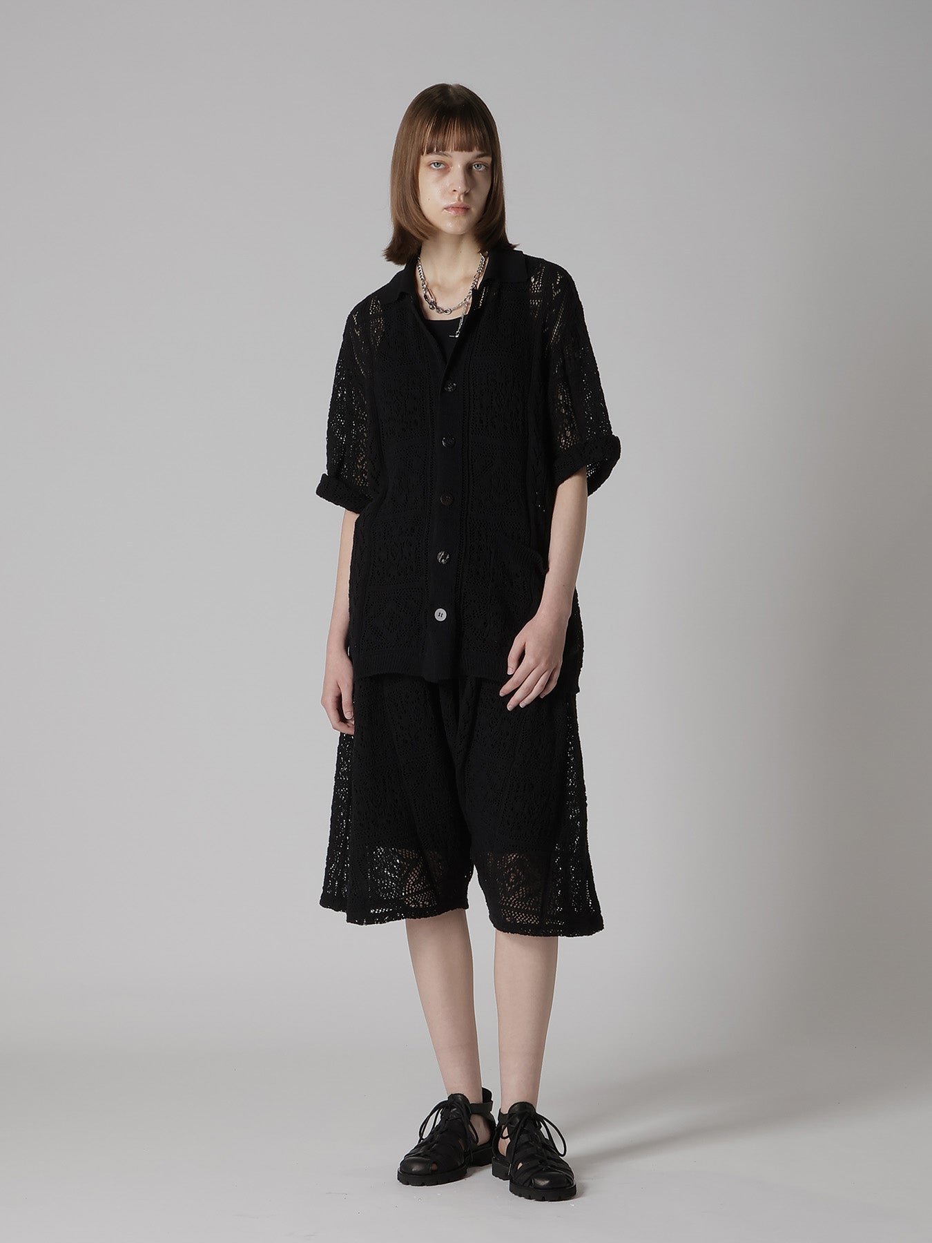 MEXICAN TILE PATTERN KNIT HALF PANTS