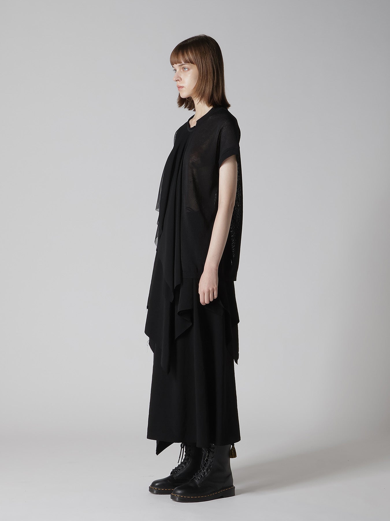 POLYESTER TULLE ASYMMETRIC PULLOVER