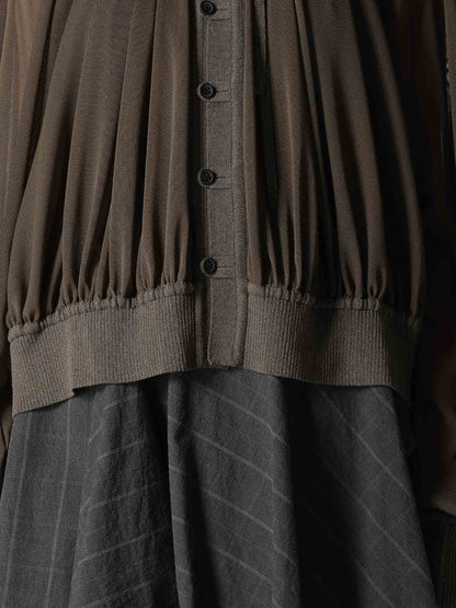 POLYESTER TULLE GATHER SHORT CARDIGAN