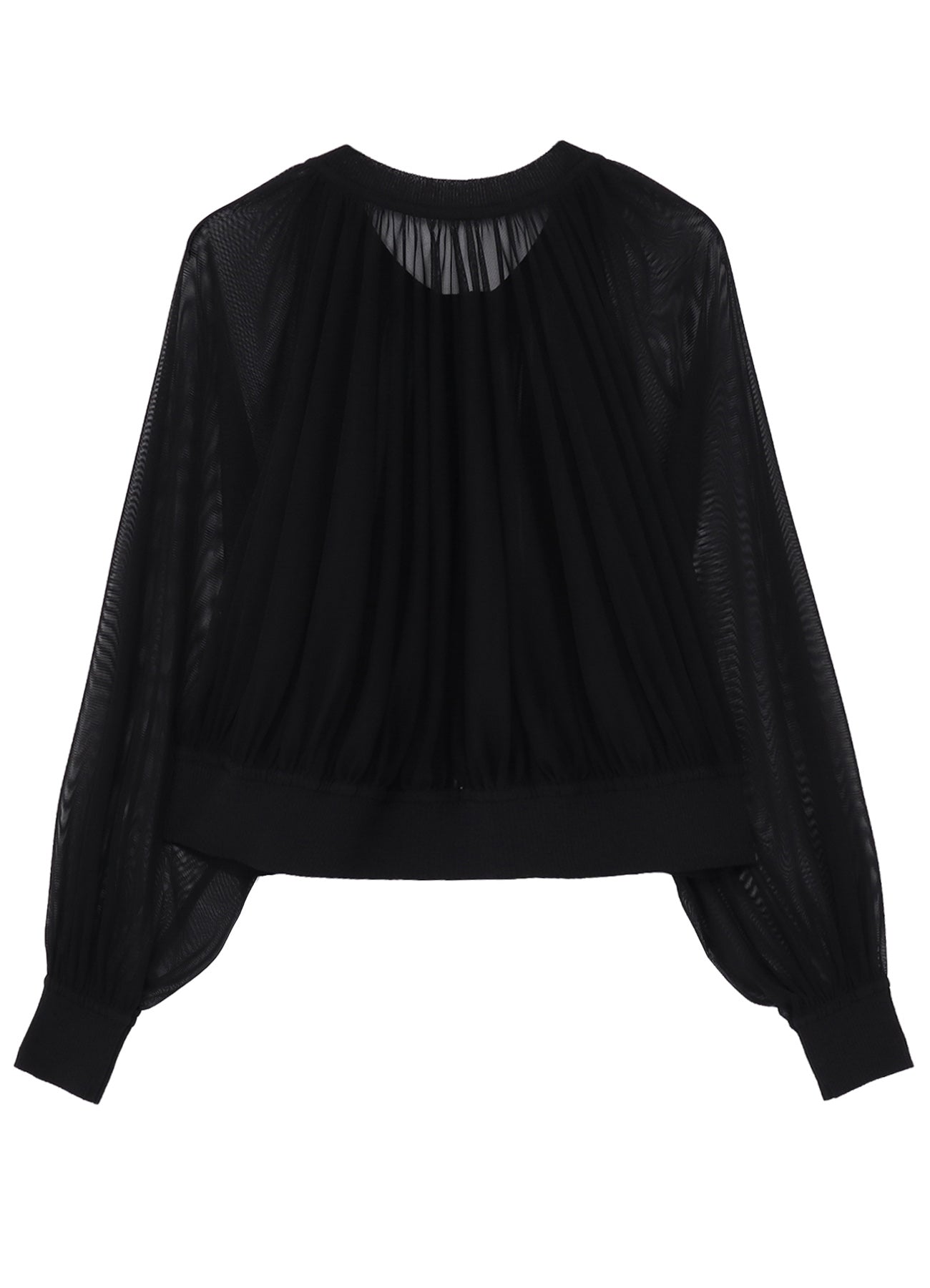 POLYESTER TULLE GATHER SHORT CARDIGAN