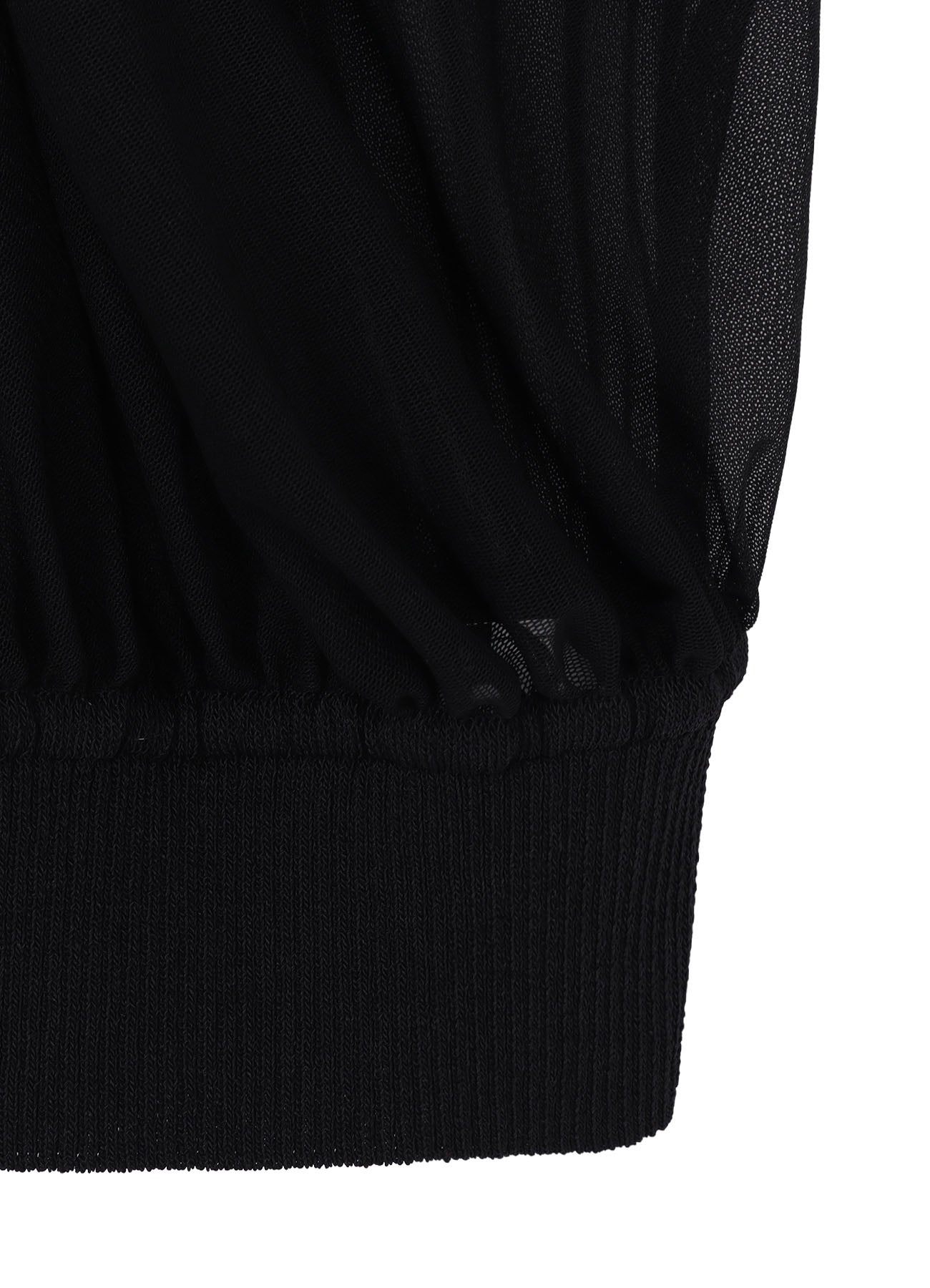 POLYESTER TULLE GATHER SHORT CARDIGAN