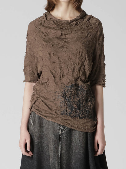 WRINKLED HALF SLEEVE PULLOVER