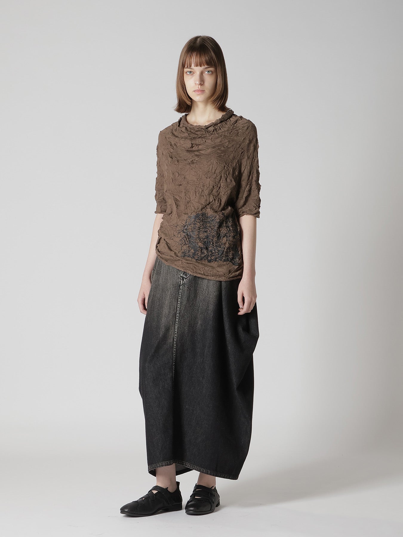 WRINKLED HALF SLEEVE PULLOVER