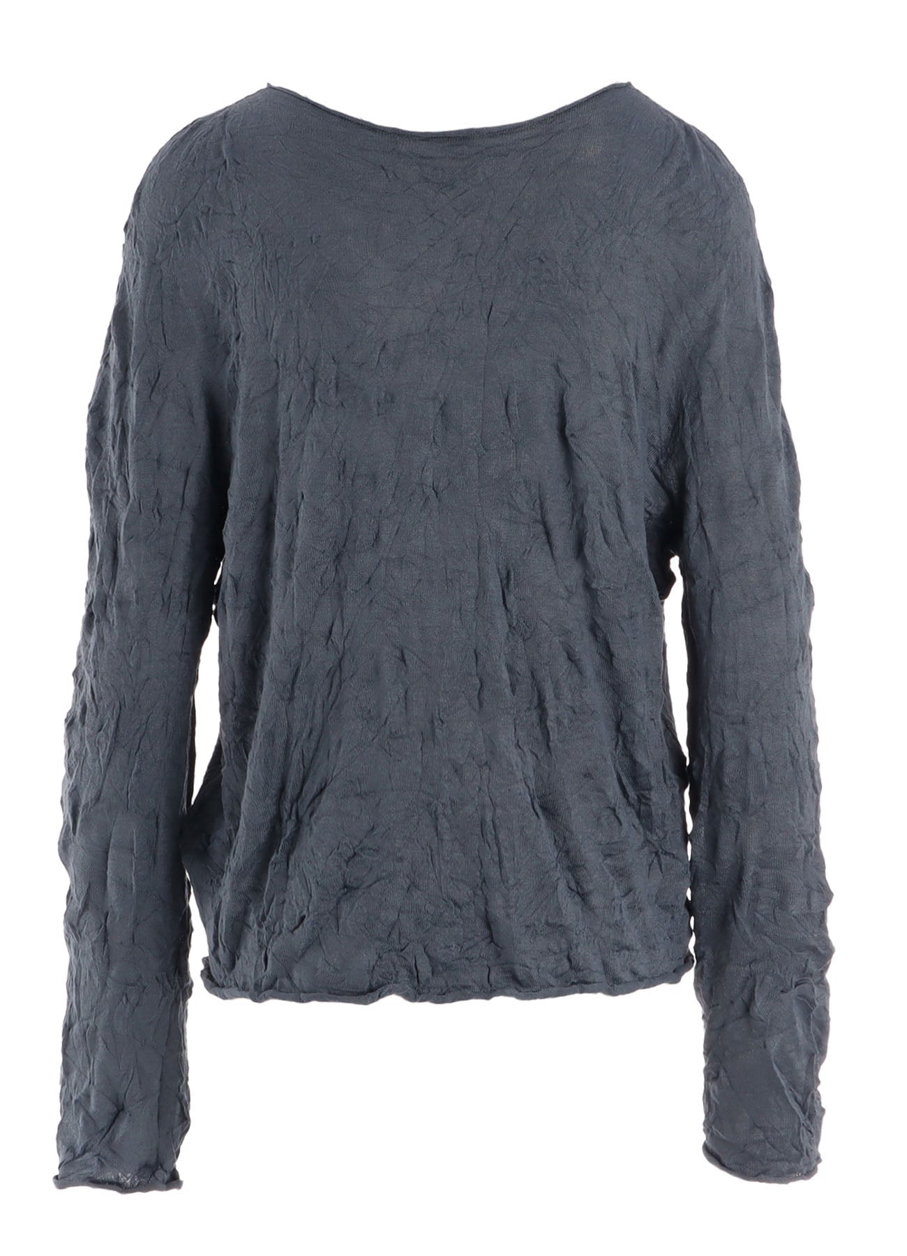 WRINKLED OFF NECK LONG SLEEVE PULLOVER