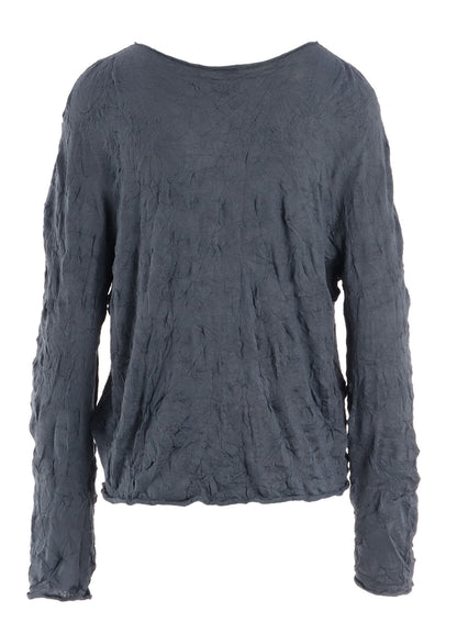 WRINKLED OFF NECK LONG SLEEVE PULLOVER