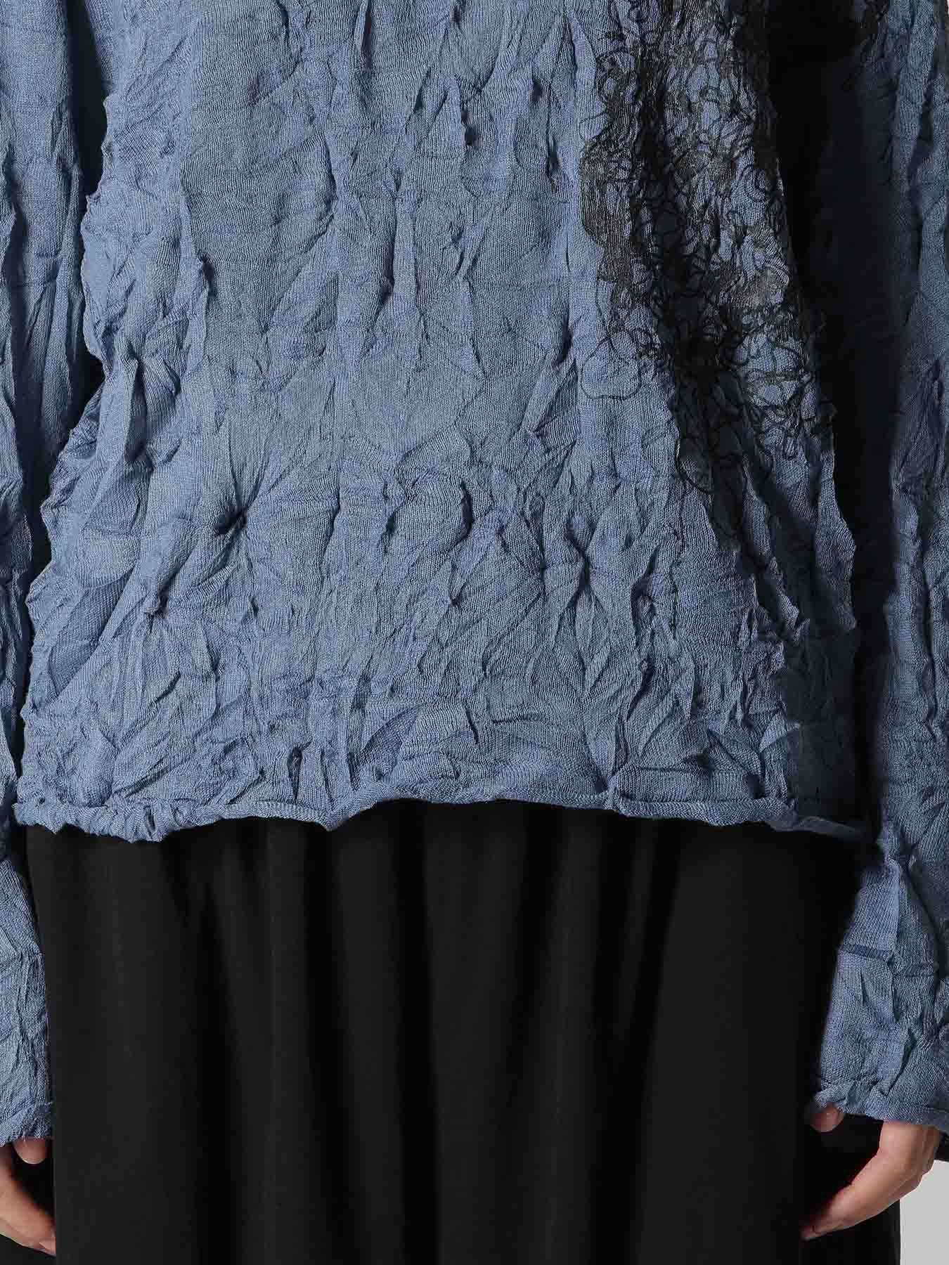 WRINKLED OFF NECK LONG SLEEVE PULLOVER