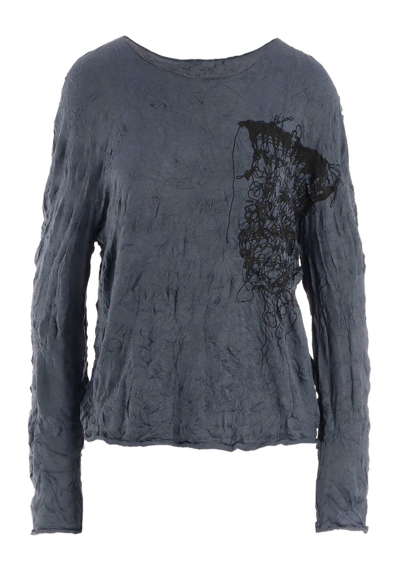 WRINKLED OFF NECK LONG SLEEVE PULLOVER