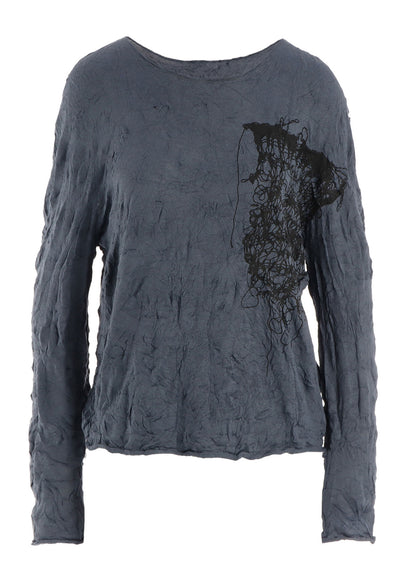 WRINKLED OFF NECK LONG SLEEVE PULLOVER