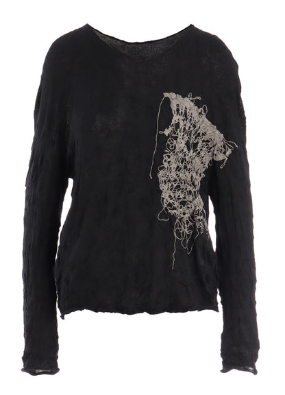 WRINKLED OFF NECK LONG SLEEVE PULLOVER