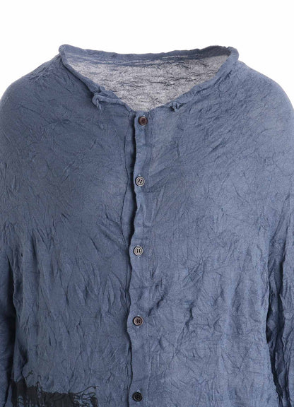 WRINKLED OFF NECK LONG SLEEVE CARDIGAN