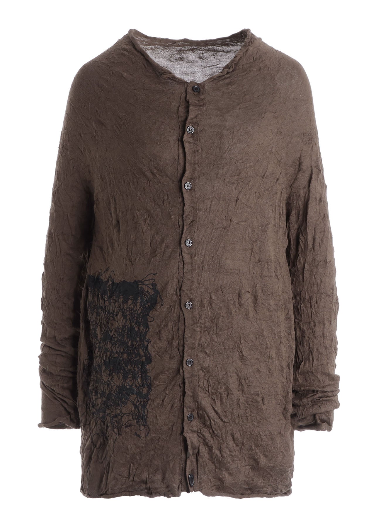 WRINKLED OFF NECK LONG SLEEVE CARDIGAN