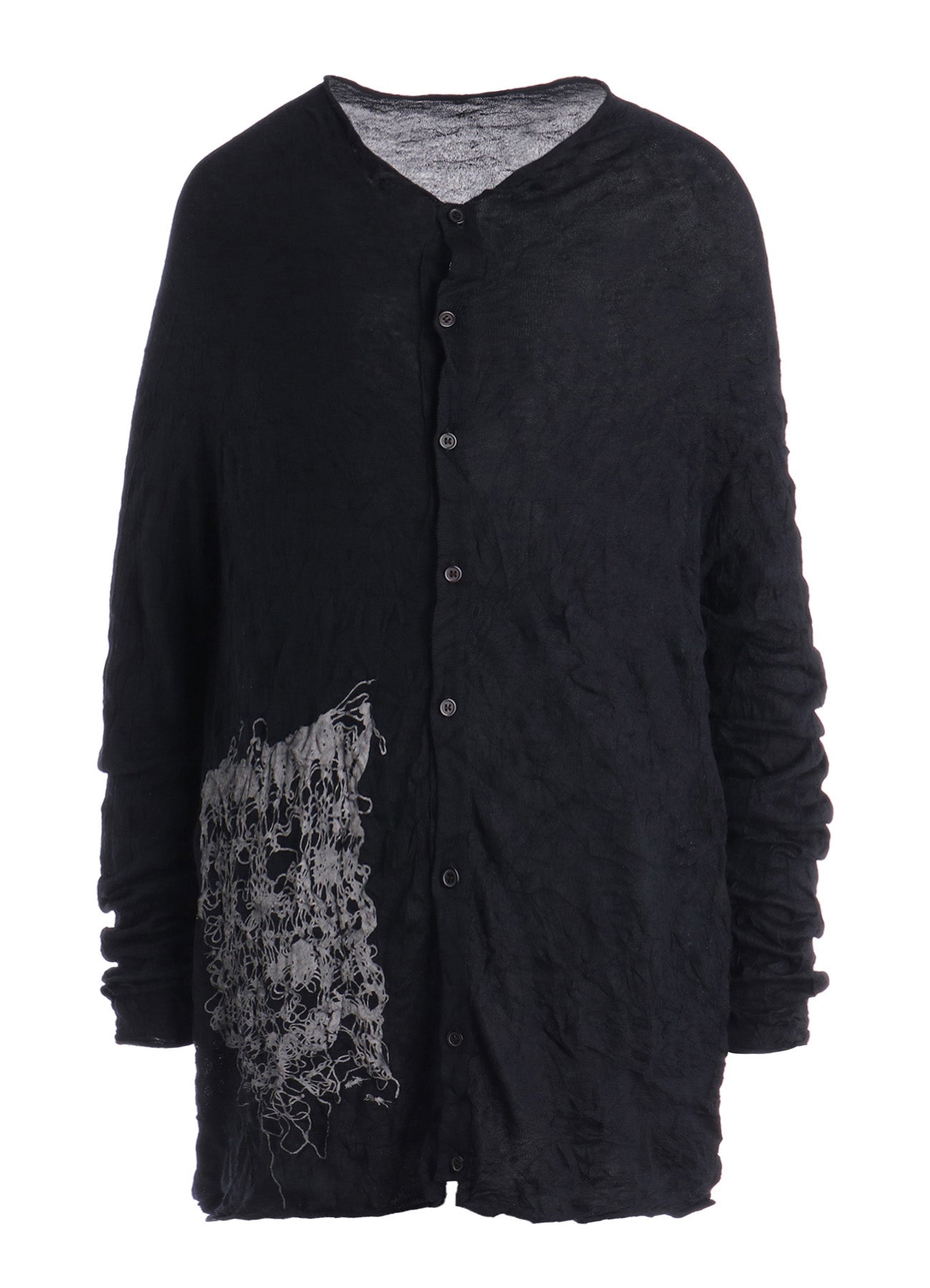 WRINKLED OFF NECK LONG SLEEVE CARDIGAN