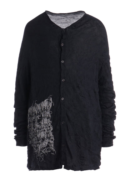 WRINKLED OFF NECK LONG SLEEVE CARDIGAN