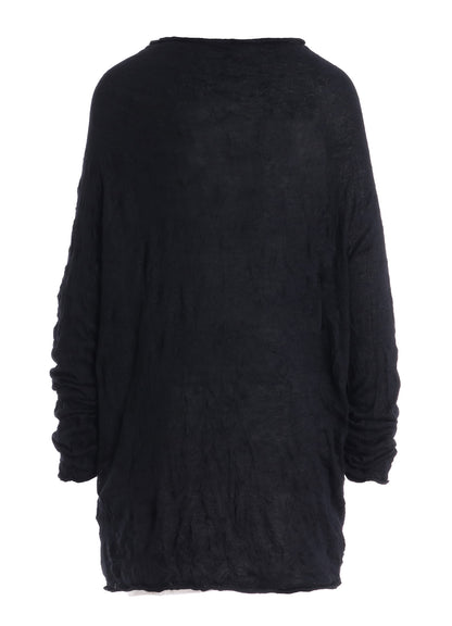 WRINKLED OFF NECK LONG SLEEVE CARDIGAN