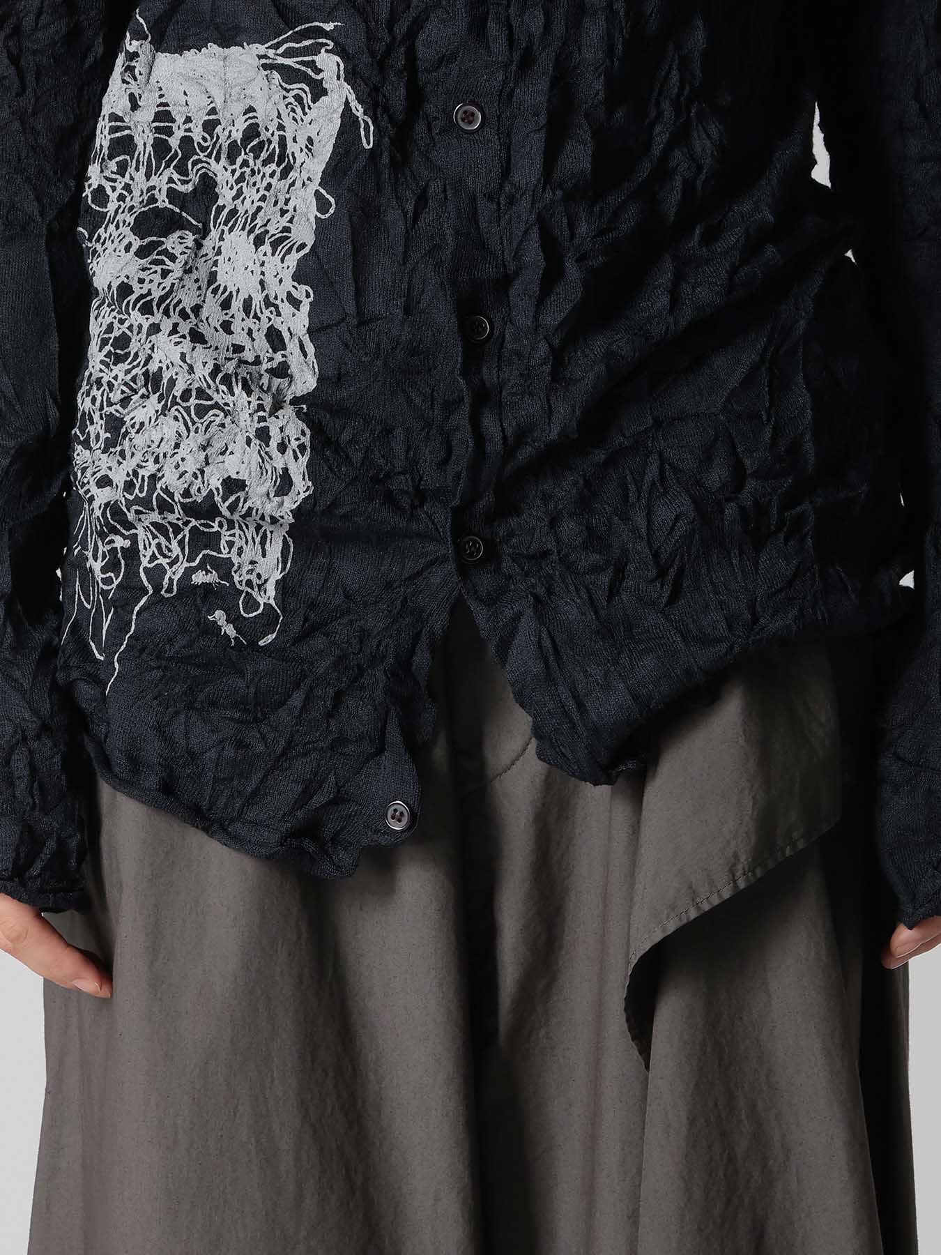 WRINKLED OFF NECK LONG SLEEVE CARDIGAN