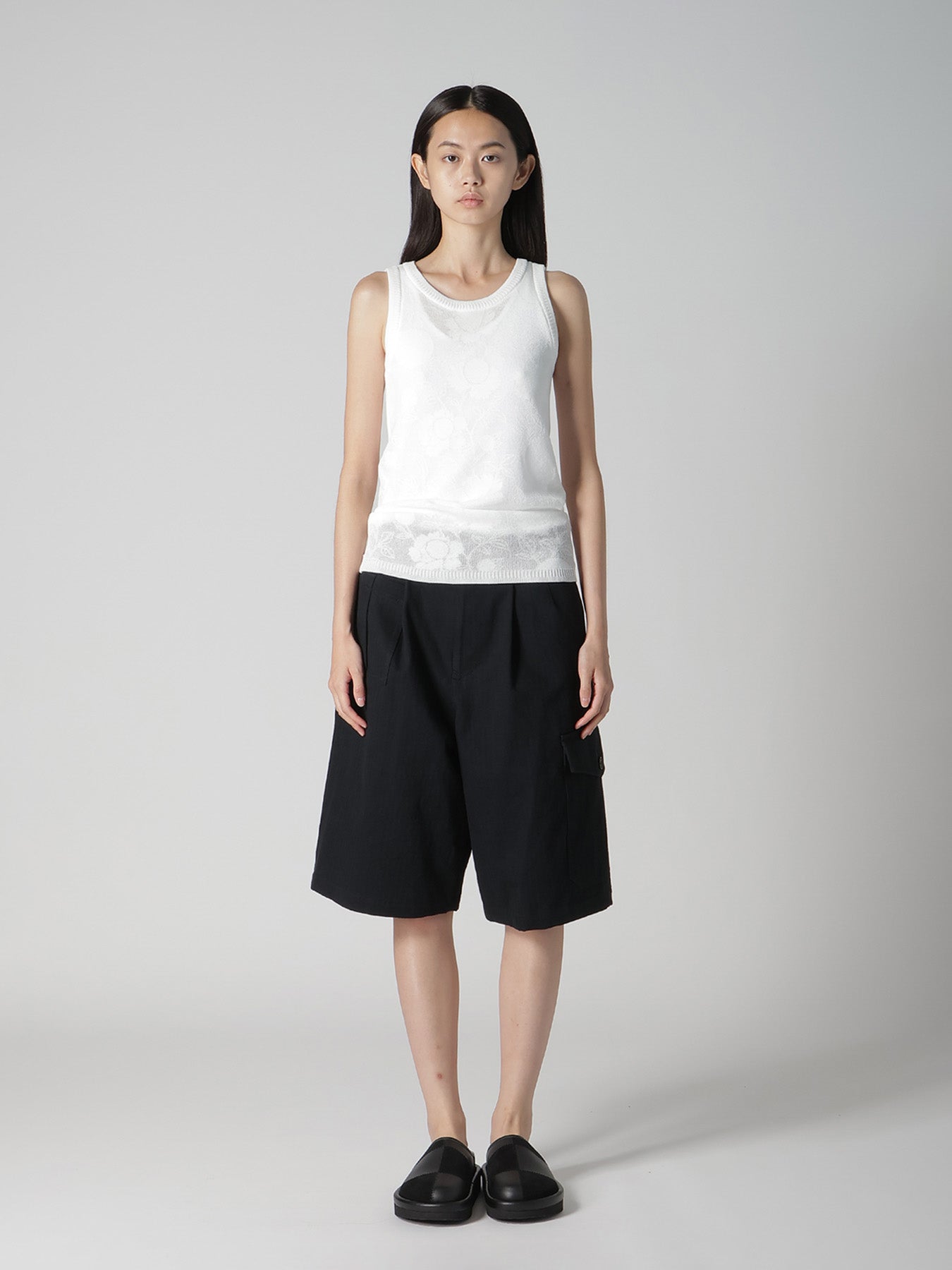 COTTON/NYLON COMPACT TWIST TANK TOP