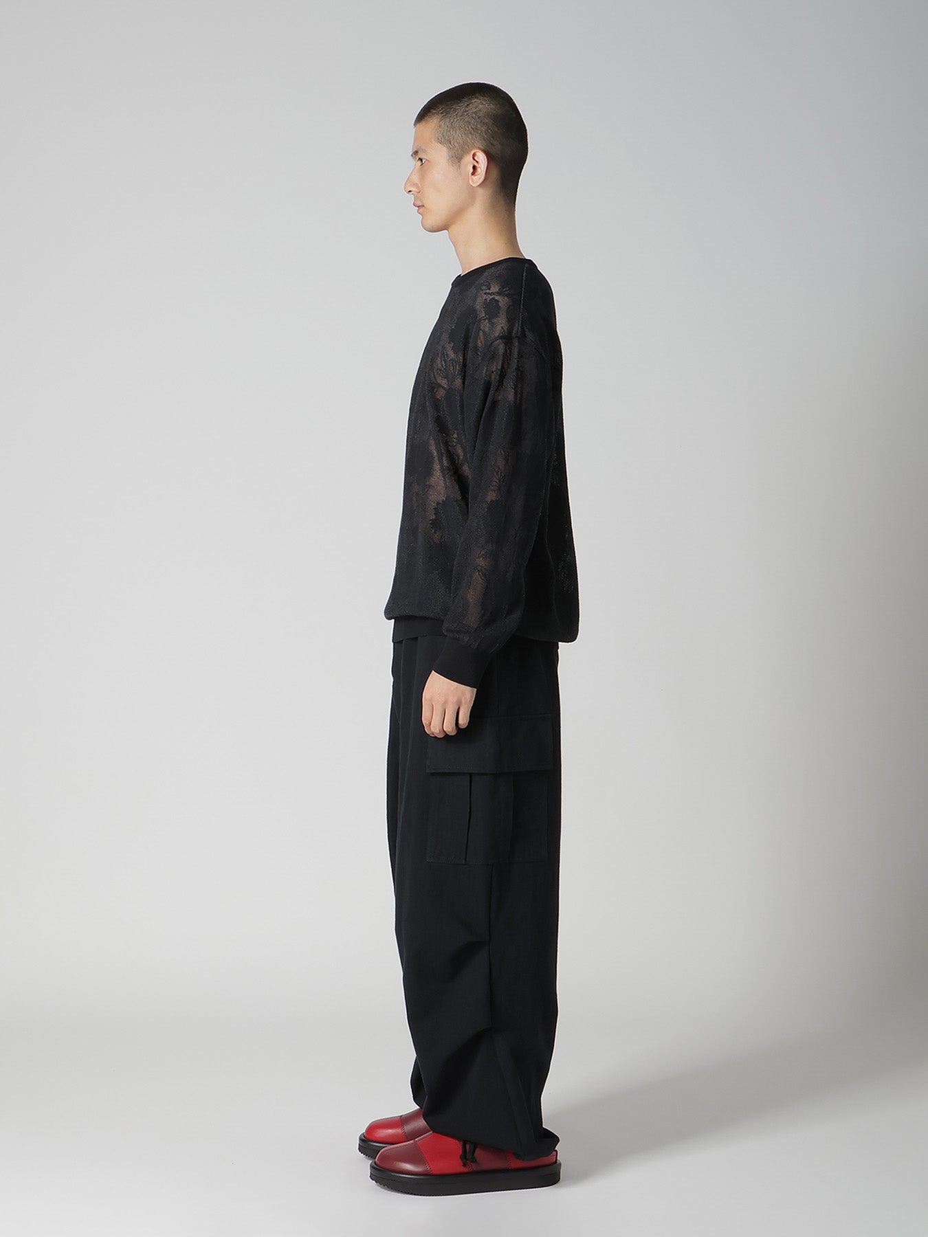 COTTON/NYLON COMPACT TWIST LONG SLEEVE KNIT