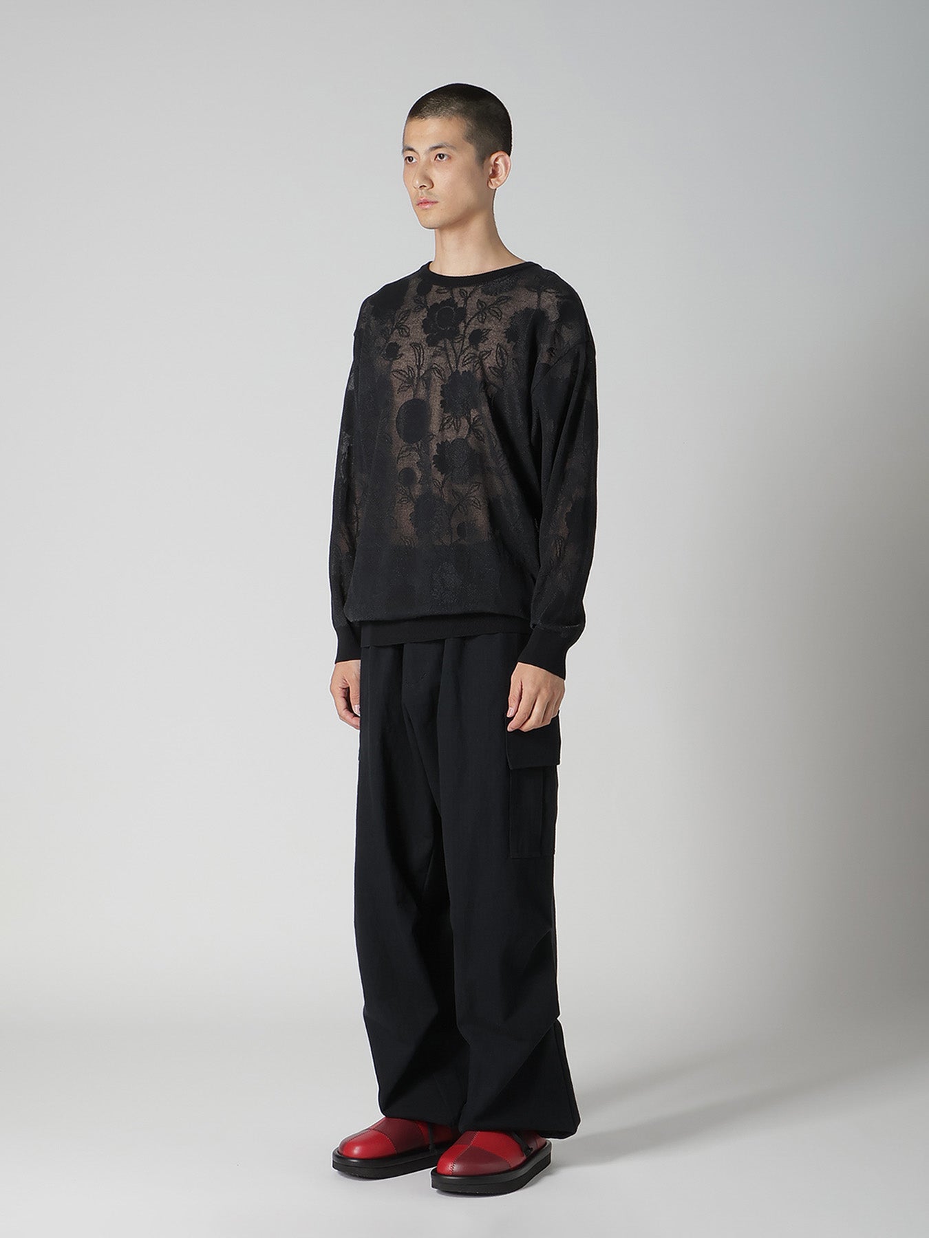 COTTON/NYLON COMPACT TWIST LONG SLEEVE KNIT