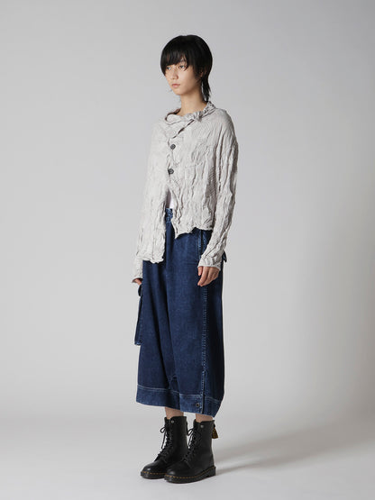 STRIPE CIRCLE LINKS 3-BUTTON CARDIGAN