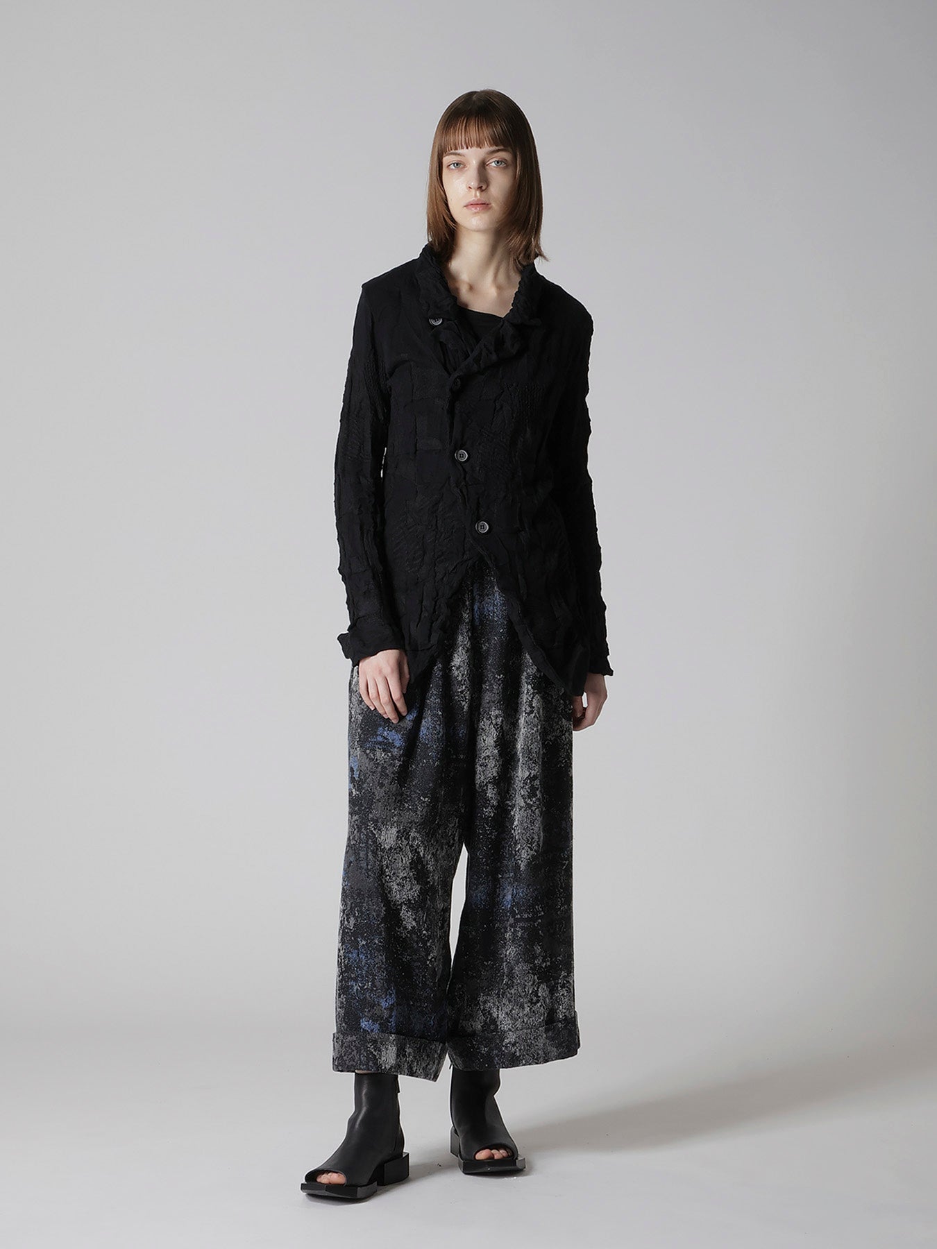 STRIPE CIRCLE LINKS 4-BUTTON JACKET