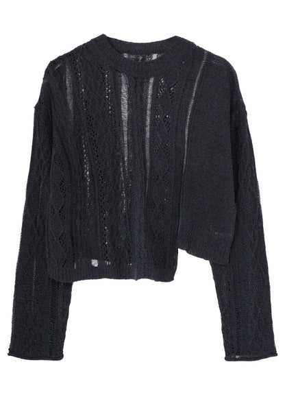 OPEN-WEAVE CABLE-KNIT PULLOVER