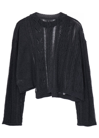OPEN-WEAVE CABLE-KNIT PULLOVER