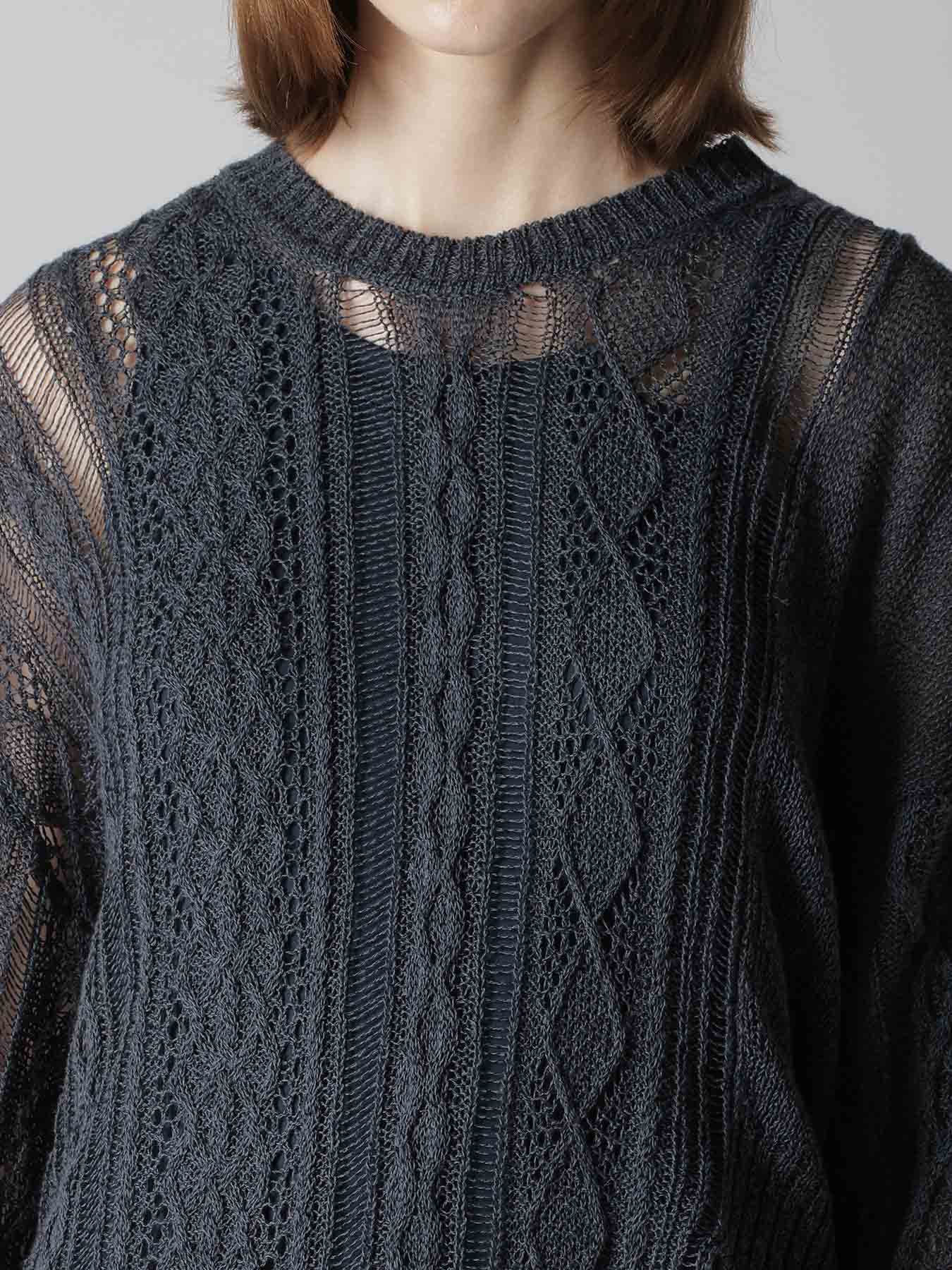 OPEN-WEAVE CABLE-KNIT PULLOVER