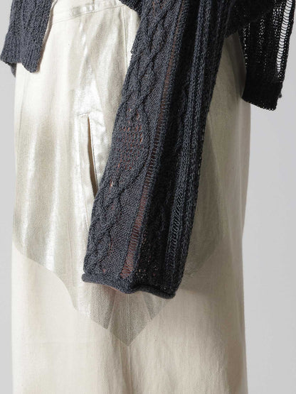 OPEN-WEAVE CABLE-KNIT PULLOVER
