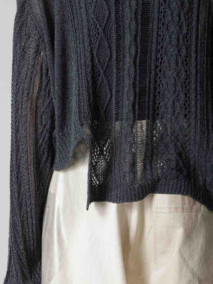 OPEN-WEAVE CABLE-KNIT PULLOVER