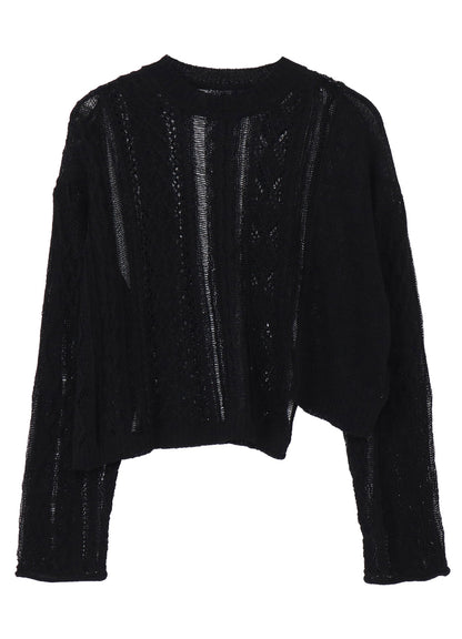 OPEN-WEAVE CABLE-KNIT PULLOVER