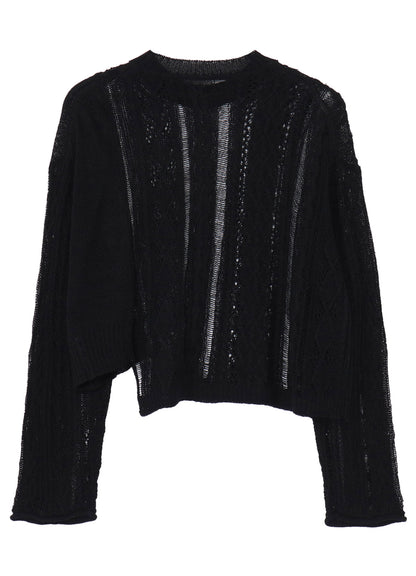 OPEN-WEAVE CABLE-KNIT PULLOVER