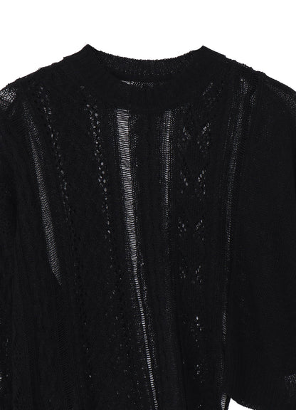 OPEN-WEAVE CABLE-KNIT PULLOVER